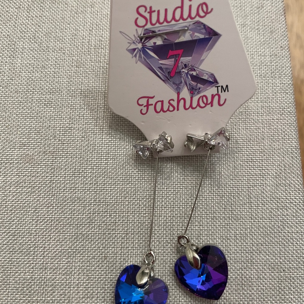 Studio Purple and Blue Heart Earrings
